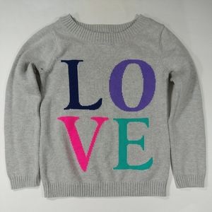 Girls Sweater Size 5 Gray Love Carters Long Sleeve